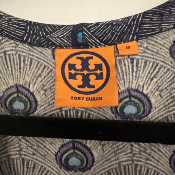 Medium Tory Burch Theona Peacock Print Silk Wrap Dress - Picture 4 of 4